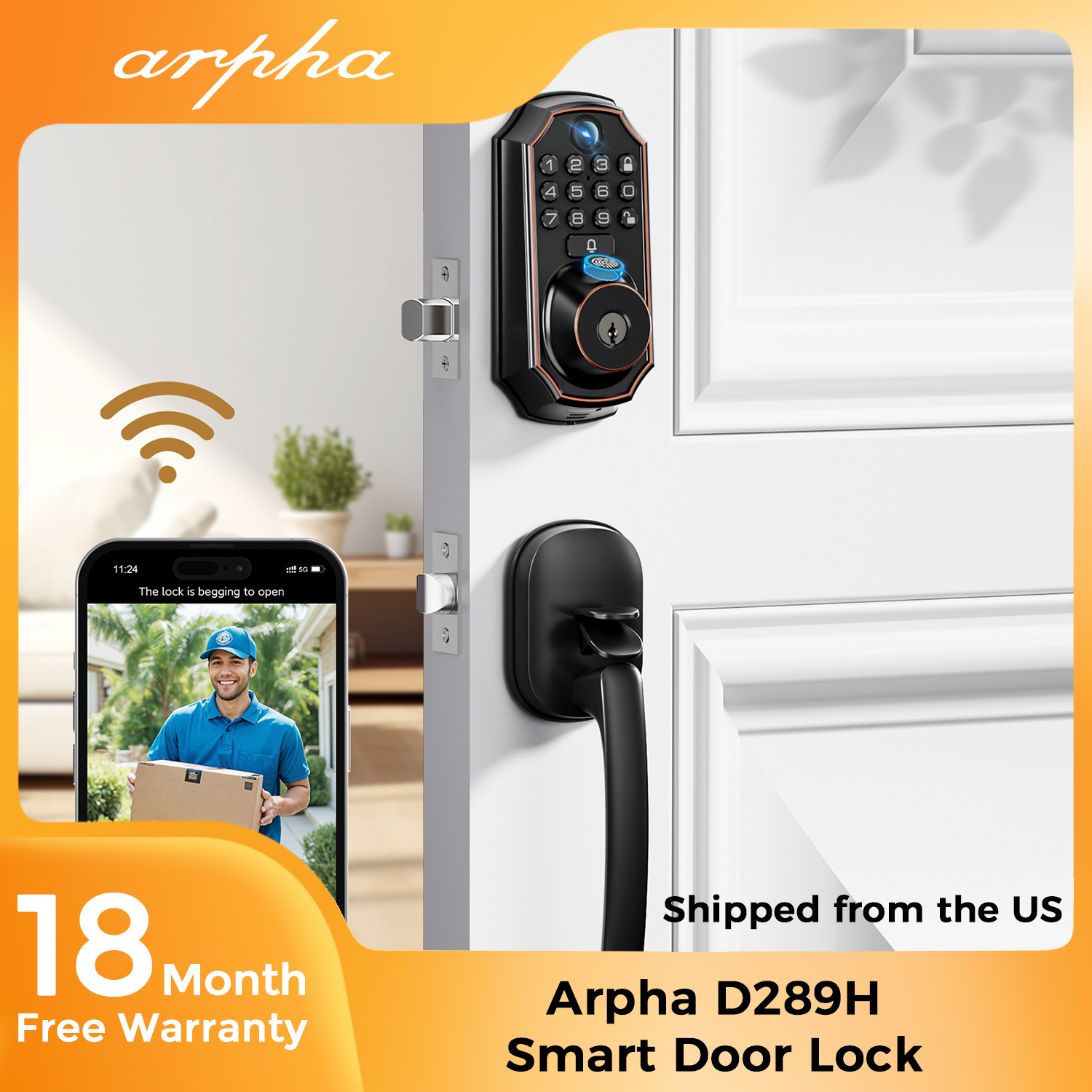 ARPHA D289H Smart Door Lock wi - Home Security Front Door Camera review and price